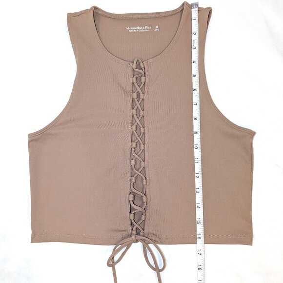 Abercrombie & Fitch | Casual Lace Up Tank Top in Taupe Brown Tan | Size Medium - Picture 6 of 8